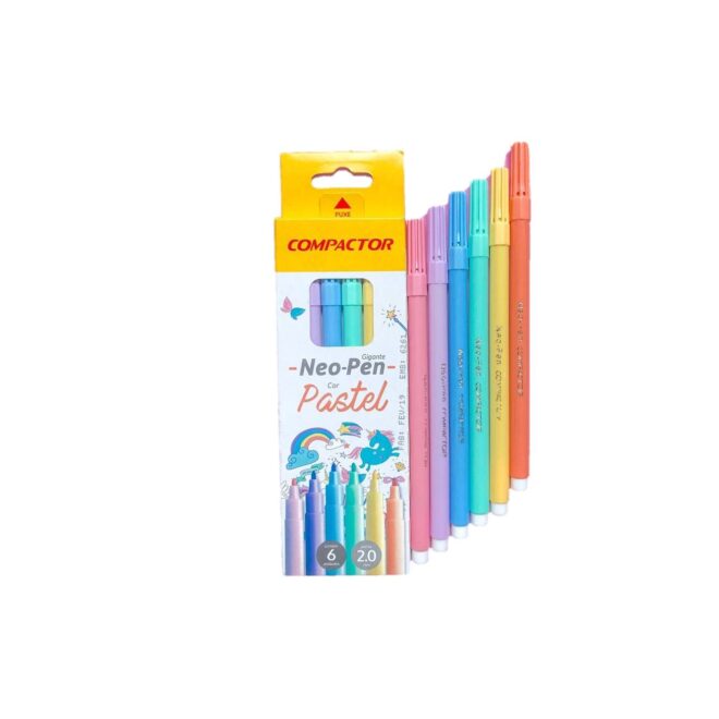 Canetinhas Coloridas Tons Pastel Neo Pen 6 Cores Compactor