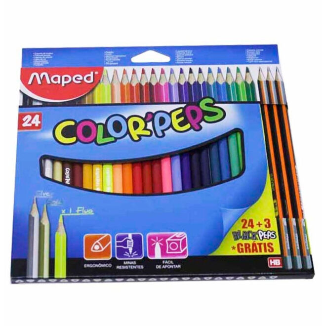 Lápis de Cor Color'Peps 24 Cores + 3 Lápis Grafite Maped