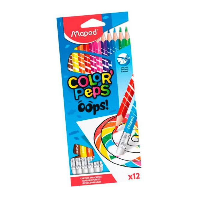 Lápis de Cor Color'Peps Oops com Borracha 12 Cores Maped