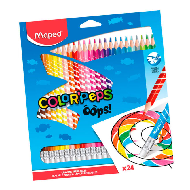 Lápis de Cor Color'Peps Oops com Borracha 24 Cores Maped